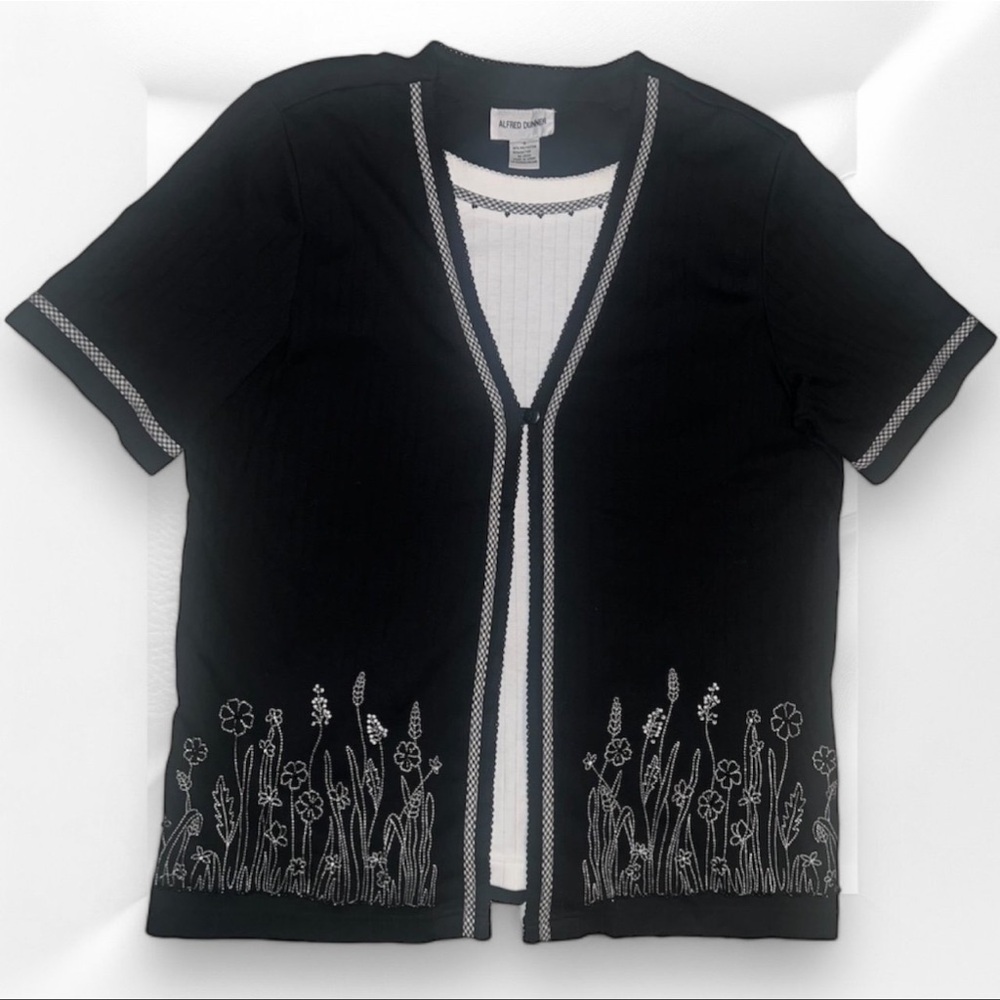EVC Alfred Dunner Embroidered Wildflower Blouse, Size Women’s Small